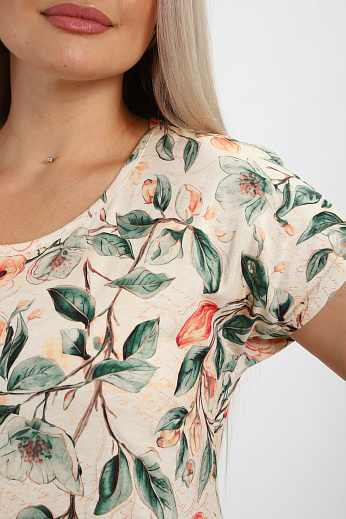 м468 Платье  "Летний вечер" (цветы на бежевом) 