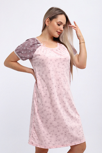 М296 сорочка «Карина»(цветы на розовом)